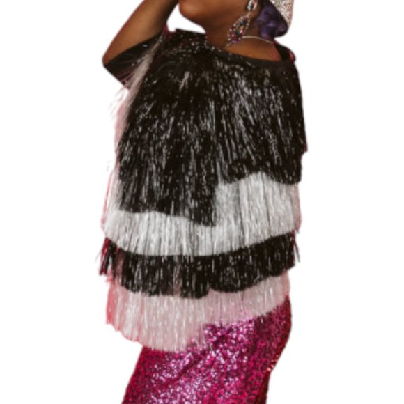 Fringe +Co Black And White Tinsel Jacket - Picture 3 of 12